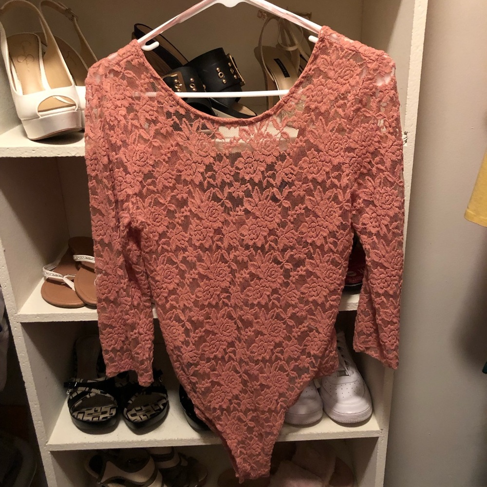 NWOT Floral pastel pink bodysuit